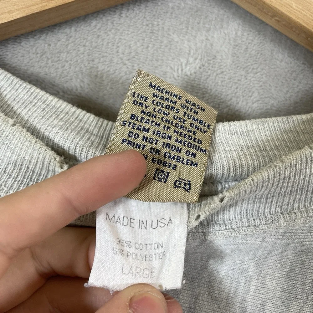 Vtg Reverse Weave Sweatshirt Mens Large Made in USA Police 90s Heather Gray